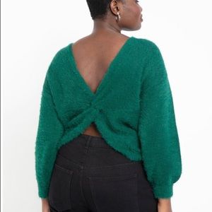 NIP ELOQUII Twist Back Sweater as 22/24 Green